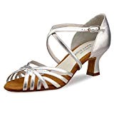 Anna Kern Femmes Chaussures de Danse 908-50 - Cuir Argent - 5 cm
