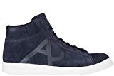 Armani Jeans chaussures baskets sneakers hautes homme en daim blu