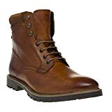 Base London Mens York Washed Biker Lace Up Durable Leather Ankle Boots