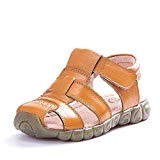 CCZZ Sandales Bout Fermé Garçon Beach Sandales Extérieur Sandales Filles Cuir de Vachette Et Sangle Scratch Chaussures