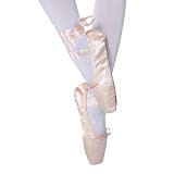Chaussures de Ballet Classique Pointe Satin Ballet Chaussure de Danse avec Capuchons d'orteils Protecteurs en Gel de Silicone et Ruban