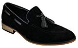 Chaussures italiennes mocassins hommes simili daim cuir pompon sans lacets bleu noir marron