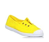 CIENTA - Chaussure jaune en tissu, made in Spain, pièce élastique sur la partie frontale, œillets argent, garçon ou fille