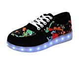 DELEY Unisexe Luminous Sneaker Mode Graffiti Femmes Hommes USB Charge Clignotant LED Chaussures Noir