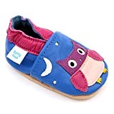 Dotty Fish Soft Leather Chaussures pour bébés - bleu et rose Hibou 12-18 Mois