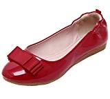 DQQ Femme Bowknot Pliable Ballet Chaussures Plates - Rouge - Red,