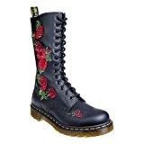 Dr Martens Vonda Black Red 14 eyelets Leather Womens Boots -4