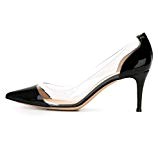 EDEFS -Escarpins Femmes - Kitten-Heel Cour Pompes - Transparent PVC Chaussures - Bout Pointu Bride Soirée Mariage