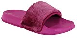 enfants filles Plat à enfiler bout ouvert CAOUTCHOUC Slider fourrure confortable Pantoufles Sandales chaussures - Fuchsia, EU 30,5