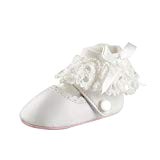 ESTAMICO Chaussures Bébé Fille Premier Pas, Blanc Chaussures Et Chaussettes de Bébé Baptême