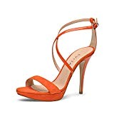 Evita Shoes Valeria Sandales Femme à 2 Cuirs Orange 34