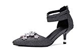 FARALY Ladies Diamond Flowers Sandales à talons hauts Pointe Toe Chaussures de grande taille 40-43 Chaussures de cheville Chaussures de ...