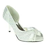 Femmes Dames Sparkly Diamante Soir Mariage Fête Bal de promo Peep Toe Milieu Talons Sandales Chaussures Taille