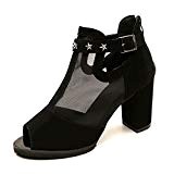 GAOLIXIA Chaussures à talons pour les femmes de chaussures à talons hauts Summer épaississement coréenne Wild Mesh sandales chaussures noir ...