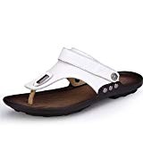 GAOLIXIA Sandales et pantoufles de plage en cuir pour hommes - confortables pantoufles Toe - A Foot sandales respirantes taille ...