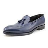 GIORGIO REA Chaussures Homme Mocassins Pour Hommes Pompon à la Main Italiens Cérémonie Elegant Bleu Affaires Formel