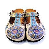 Goby UK Blue & Beige Pattern Clogs CAL1503