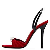 HN shoes Femmes Soirée Chaussures pour la Mariée Talon Aiguille Talons Hauts Sandales Noces Prom Strass Noir Rouge Suède Cheville ...