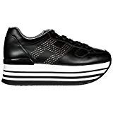 Hogan Chaussures Baskets Sneakers Femme en Cuir H222 Noir