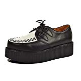Homme Cuir Lacets Plateaforme Casual Chaussures Punk Creeper Oxfords