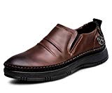 Hommes Décontractée Loafer Cuir Appartement Chaussures Rétro Conduite Chaussures De Plein Air Glisser Sur En Marchant Chaussures Kaki