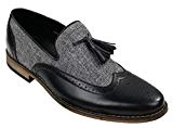 Hommes Tweed & cuir Mocassins Chaussures de conduite glisser sur Tassle Design Rétro Vintage
