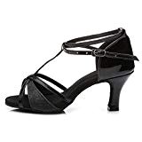 HROYL Chaussures de Danse Pour Femmes/Chaussures de Danse Latine Satin Ballroom Modèle 255