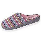 Isotoner Chaussons Mules Fille Rayures Multicolores