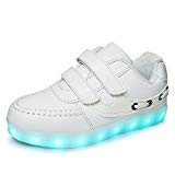 Kubua LED Chaussures enfant Lumineuses 7 Couleur USB Charge Chaussure Sport Lumineux Lumière Light Clignotant Bas Danse Baskets Mode Skateboard ...