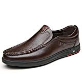 LEDLFIE Chaussures en Cuir Slip-on Flat Bottom Souliers pour Hommes Classic Dad's Shoes