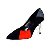 LGK&FA Coloured Banquet High-Heeled Shoes Female Diamond Thin and Pointed Sole Suede Shoes.