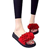 ❤️LILICAT Femmes Mode Solide Couleur Fleur Fond épais Chaussures plates Sandales Slipper Floral Diapositives Mode Plaine Fleur Plat à bout ...