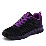 LILY999 Femme Fille Baskets Chaussures de Course Running Sports Fitness Gym Basses Sneakers Multisports Outdoor Rouge Violet Rose 35-40