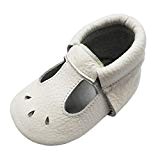 Mejale Baby Chaussures D'Été à Semelles en Cuir Mocassins Bébé Walker Sandales Blanc