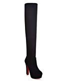 Minetom Femme Hiver Chaussures Sexy Mode Suède Over Knee Bottes Svelte Talons Hauts Bout Rond Boots