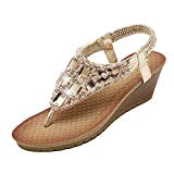 Minetom Femme Sandales Rhinestone Tongs Compensées Fille Chaussures de plage d'été Tongs