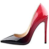 MIUINCY classic high heels ladies sexy high heels shoes wedding shoes party (40 EU, red&black)