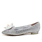 MUYII Cendrillon Crystal High Heels Bridal Rhinestone Chaussures De Mariage Pour Femmes,Silver-1.5CM-34