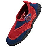 Nalu , Chaussures aquatiques pour garçon - - Red with Navy Trim, Kids UK 1 / EU 33