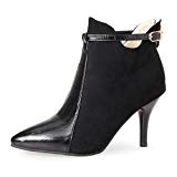 OALEEN Bottines Femme Élégante Talon Haut Aiguille BI-Matière Aspect Cuir Chaussures Boots