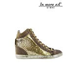 Ovye by Cristina Lucchi High-Top Sneakers Wedge Intérieur en Daim Taupe Paillettes d'or