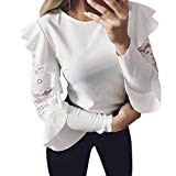 Paolian Femme Chemisier Manches Longues Dentelle Couture T-Shirt Pull-Over