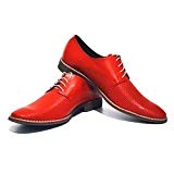 PeppeShoes Modello Pesaro - Handmade Italiennes Cuir Pour des Hommes Rouge Chaussures Oxfords - Cuir de Vachette Cuir Souple - ...