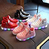 QinMM Bébé Sneakers LED Chaussures Baskets Mode Bottes Strass Zipper Princesse Filles, Running Brillant Antidérapant Enfants Lumière Lumineux Chaussures de ...