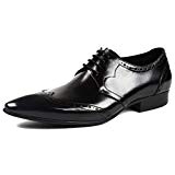 RENHONG Chaussures à Lacets Chaussures à Lacets Business Formel en Cuir Mariage Marié Work Office Derby Noir Brun Rouge