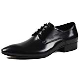RENHONG Homme Robe Oxford Chaussures à Lacets Business Formal Leather Groom Mariage Bout Pointu Derby Rouge Noir