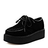 RoseG Femmes Creepers Cuir Lacets Platform Chaussures