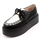 RoseG Femmes Cuir Lacets Plate Forme Gothique Punk Creepers Chaussures