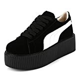 RoseG Femmes Lacets Platforme Punk Creepers Cuir Baskets Chaussures