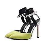 RUGAI-UE Ladies' rivets, high heel sandals, European and American fashionable and refreshing rivet, high heel shoes, pointed shoes and women's ...